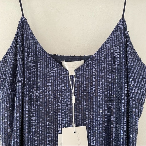NWT Caroline Constas Koren Sequined Gathered Mini Slip Dress in Midnight Blue - Picture 11 of 13